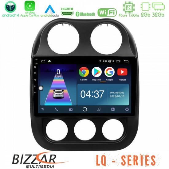 Bizzar LQ Series 4Core Android14 2+32GB Jeep Compass 2012-2016 Navigation Multimedia Tablet 9 Με Carplay - Android Auto Bizzar LQ Series 4Core Android14 2+32GB Jeep Compass 2012-2016 Navigation Multimedia Tablet 9 Με Carplay - Android Auto