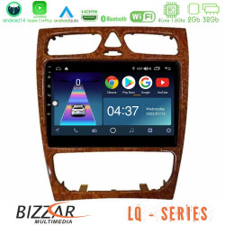 Bizzar LQ Series 4Core Android14 2+32GB Mercedes C Class (W203) Navigation Multimedia Tablet 9 (Wooden Style) Με Carplay - Android Auto