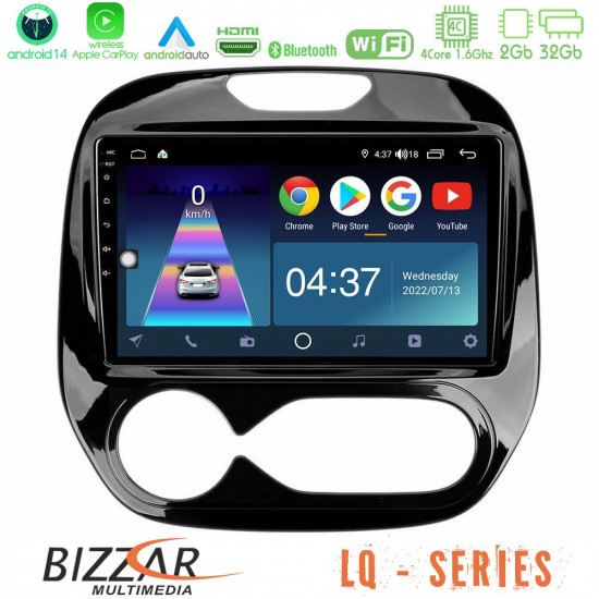 Bizzar LQ Series 4Core Android14 2+32GB    Renault Captur 2013-2019 (Facelift) Navigation Multimedia Tablet 9  Με Carplay - Android Auto