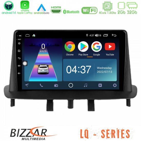 Bizzar LQ Series 4Core Android14 2+32GB Renault Megane 3 2009-2013 Navigation Multimedia Tablet 9 Με Carplay - Android Auto Bizzar LQ Series 4Core Android14 2+32GB Renault Megane 3 2009-2013 Navigation Multimedia Tablet 9 Με Carplay - Android Auto
