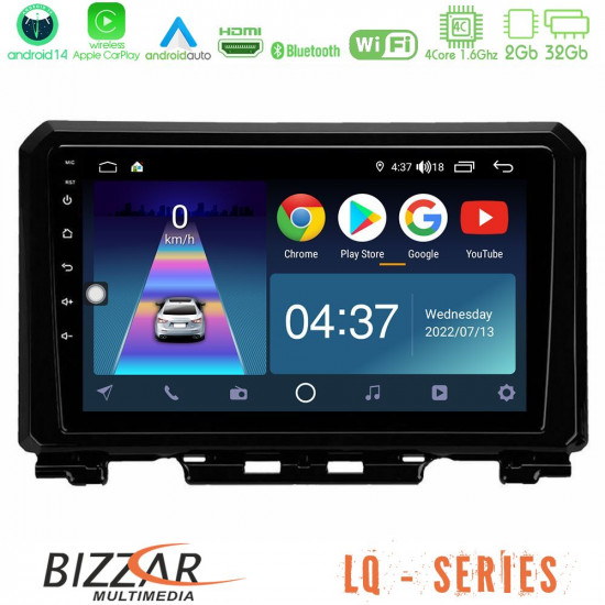 Bizzar LQ Series 4Core Android14 2+32GB Suzuki Jimny 2018-2022 Navigation Multimedia Tablet 9 Με Carplay - Android Auto Bizzar LQ Series 4Core Android14 2+32GB Suzuki Jimny 2018-2022 Navigation Multimedia Tablet 9 Με Carplay - Android Auto