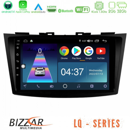 Bizzar LQ Series 4Core Android14 2+32GB Suzuki Swift 2011-2016 Navigation Multimedia Tablet 9 Με Carplay - Android Auto Bizzar LQ Series 4Core Android14 2+32GB Suzuki Swift 2011-2016 Navigation Multimedia Tablet 9 Με Carplay - Android Auto