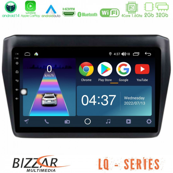 Bizzar LQ Series 4Core Android14 2+32GB Suzuki Swift 2017-2023 Navigation Multimedia Tablet 9 Με Carplay - Android Auto Bizzar LQ Series 4Core Android14 2+32GB Suzuki Swift 2017-2023 Navigation Multimedia Tablet 9 Με Carplay - Android Auto
