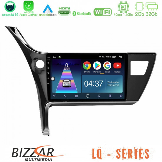 Bizzar LQ Series 4Core Android14 2+32GB Toyota Corolla 2017-2018 Navigation Multimedia Tablet 10 Με Carplay - Android Auto Bizzar LQ Series 4Core Android14 2+32GB Toyota Corolla 2017-2018 Navigation Multimedia Tablet 10 Με Carplay - Android Auto