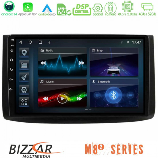 Bizzar M8² Series 8Core Android14 4+32GB  Chevrolet Aveo 2006-2010 Navigation Multimedia Tablet 9 Με Carplay - Android Auto