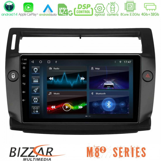 Bizzar M8² Series 8Core Android14 4+32GB Citroen C4 2004-2010 Navigation Multimedia Tablet 9 (μαύρο χρώμα) Με Carplay - Android Auto Bizzar M8² Series 8Core Android14 4+32GB Citroen C4 2004-2010 Navigation Multimedia Tablet 9 (μαύρο χρώμα) Με Carplay - Android Auto