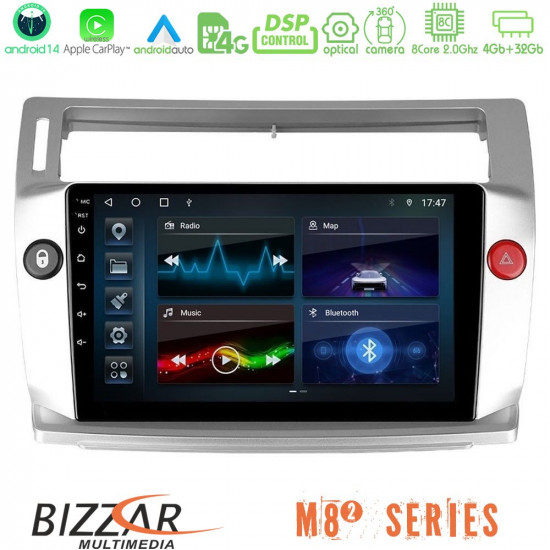 Bizzar M8² Series 8Core Android14 4+32GB  Citroen C4 2004-2010 Navigation Multimedia Tablet 9 Με Carplay - Android Auto