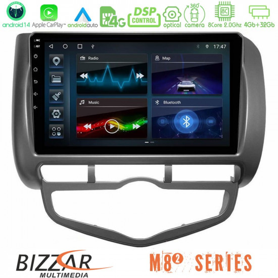 Bizzar M8² Series 8Core Android14 4+32GB Honda Jazz 2002-2008 (Auto A/C) Navigation Multimedia Tablet 9 Με Carplay - Android Auto Bizzar M8² Series 8Core Android14 4+32GB Honda Jazz 2002-2008 (Auto A/C) Navigation Multimedia Tablet 9 Με Carplay - Android Auto