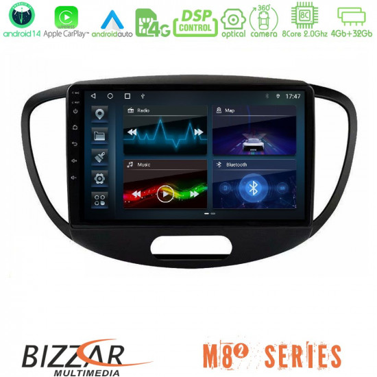 Bizzar M8² Series 8Core Android14 4+32GB Hyundai i10 2008-2014 Navigation Multimedia Tablet 9 Με Carplay - Android Auto Bizzar M8² Series 8Core Android14 4+32GB Hyundai i10 2008-2014 Navigation Multimedia Tablet 9 Με Carplay - Android Auto