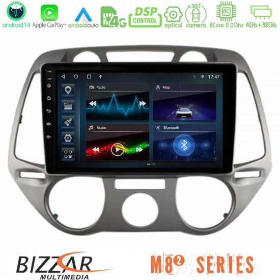 Bizzar M8² Series 8Core Android14 4+32GB Hyundai i20 2009-2012 Manual A/C Navigation Multimedia Tablet 9 Με Carplay - Android Auto Bizzar M8² Series 8Core Android14 4+32GB Hyundai i20 2009-2012 Manual A/C Navigation Multimedia Tablet 9 Με Carplay - Android Auto