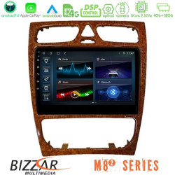 Bizzar M8² Series 8Core Android14 4+32GB  Mercedes C Class (W203) Navigation Multimedia Tablet 9 (Wooden Style) Με Carplay - Android Auto