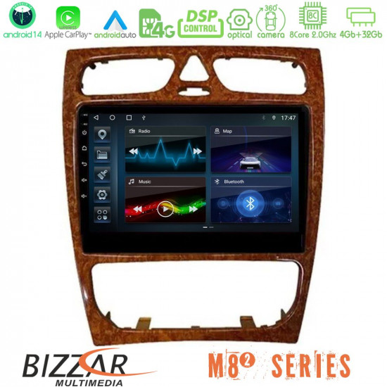Bizzar M8² Series 8Core Android14 4+32GB Mercedes C Class (W203) Navigation Multimedia Tablet 9 (Wooden Style) Με Carplay - Android Auto Bizzar M8² Series 8Core Android14 4+32GB Mercedes C Class (W203) Navigation Multimedia Tablet 9 (Wooden Style) Με Carplay - Android Auto