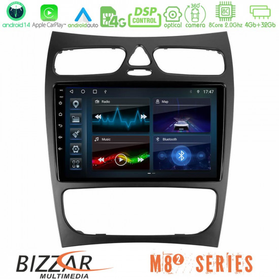 Bizzar M8² Series 8Core Android14 4+32GB  Mercedes CLK Class W209 2000-2004 Navigation Multimedia Tablet 9 Με Carplay - Android Auto