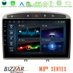 Bizzar M8² Series 8Core Android14 4+32GB  Peugeot 308/RCZ Navigation Multimedia Tablet 9 (Ασημί Χρώμα) Με Carplay - Android Auto