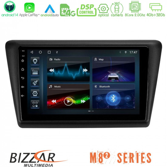 Bizzar M8² Series 8Core Android14 4+32GB  Skoda Rapid 2013-2017 Navigation Multimedia Tablet 9 Με Carplay - Android Auto