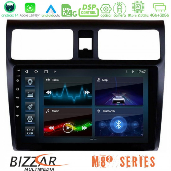 Bizzar M8² Series 8Core Android14 4+32GB Suzuki Swift 2005-2010 Navigation Multimedia Tablet 10 Με Carplay - Android Auto Bizzar M8² Series 8Core Android14 4+32GB Suzuki Swift 2005-2010 Navigation Multimedia Tablet 10 Με Carplay - Android Auto