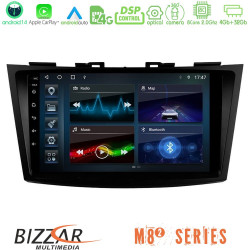 Bizzar M8² Series 8Core Android14 4+32GB  Suzuki Swift 2011-2016 Navigation Multimedia Tablet 9 Με Carplay - Android Auto