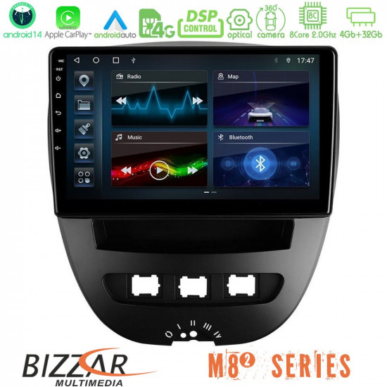 Bizzar M8² Series 8Core Android14 4+32GB Toyota Aygo/Citroen C1/Peugeot 107 Navigation Multimedia Tablet 10 Με Carplay - Android Auto Bizzar M8² Series 8Core Android14 4+32GB Toyota Aygo/Citroen C1/Peugeot 107 Navigation Multimedia Tablet 10 Με Carplay - Android Auto