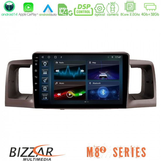 Bizzar M8² Series 8Core Android14 4+32GB Toyota Corolla 2002-2006 Navigation Multimedia Tablet 9 Με Carplay - Android Auto Bizzar M8² Series 8Core Android14 4+32GB Toyota Corolla 2002-2006 Navigation Multimedia Tablet 9 Με Carplay - Android Auto