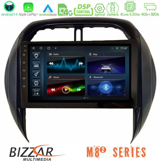 Bizzar M8² Series 8Core Android14 4+32GB  Toyota RAV4 2001-2005 (Auto A/C) Navigation Multimedia Tablet 9 Με Carplay - Android Auto