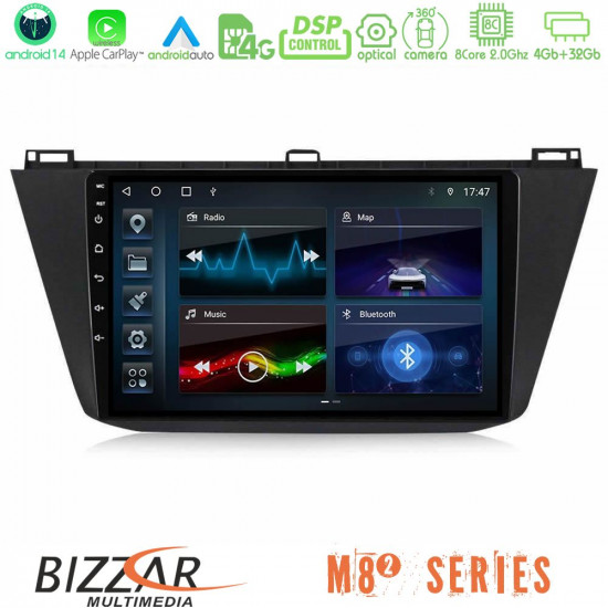 Bizzar M8² Series 8Core Android14 4+32GB  Vw Tiguan 2016-2022 Navigation Multimedia Tablet 10? Με Carplay - Android Auto