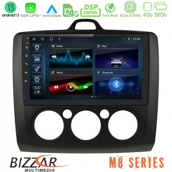 Bizzar M8 Series Ford Focus Manual AC 8core Android13 4+32GB Navigation Multimedia 9 (Μαύρο Χρώμα) Bizzar M8 Series Ford Focus Manual AC 8core Android13 4+32GB Navigation Multimedia 9 (Μαύρο Χρώμα)