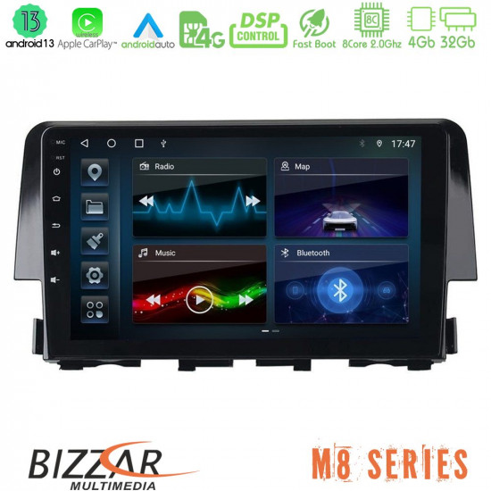 Bizzar M8 Series Honda Civic 2016-2020 8core Android13 4+32GB Navigation Multimedia 9