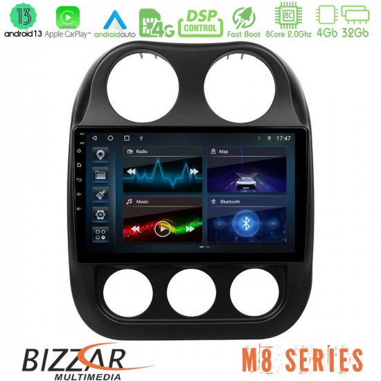 Bizzar M8 Series Jeep Compass 2010-2016 8core Android13 4+32GB Navigation Multimedia Tablet 10 Bizzar M8 Series Jeep Compass 2010-2016 8core Android13 4+32GB Navigation Multimedia Tablet 10