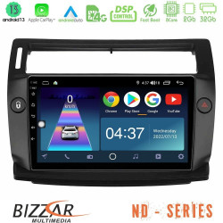 Bizzar ND Series 8Core Android13 2+32GB Citroen C4 2004-2010 Navigation Multimedia Tablet 9 (μαύρο χρώμα)