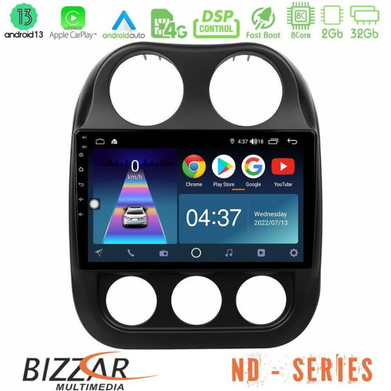 Bizzar ND Series 8Core Android13 2+32GB Jeep Compass 2010-2016 Navigation Multimedia Tablet 10
