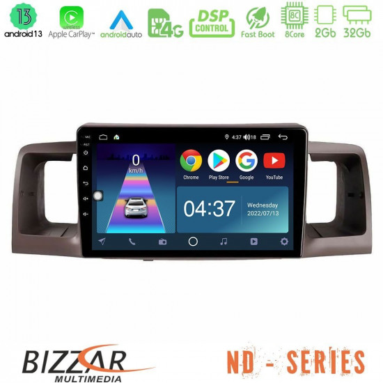 Bizzar ND Series 8Core Android13 2+32GB Toyota Corolla 2002-2006 Navigation Multimedia Tablet 9 Bizzar ND Series 8Core Android13 2+32GB Toyota Corolla 2002-2006 Navigation Multimedia Tablet 9