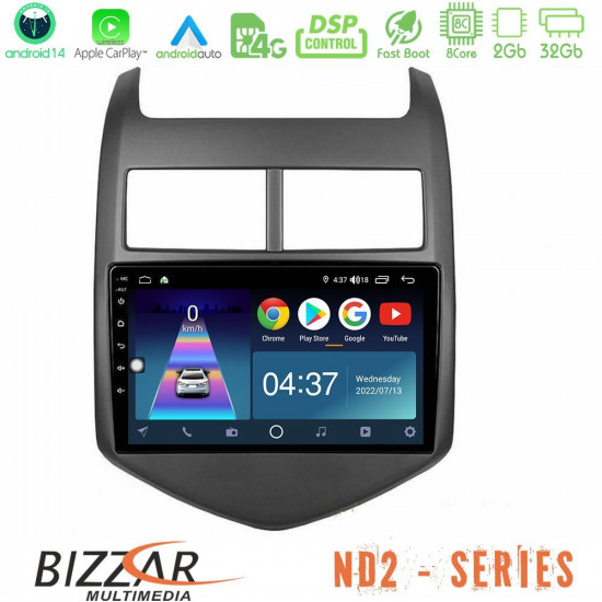 Bizzar ND2 Series 8Core Android14 2+32GB  Chevrolet Aveo 2011-2017 Navigation Multimedia Tablet 9 Με Carplay - Android Auto