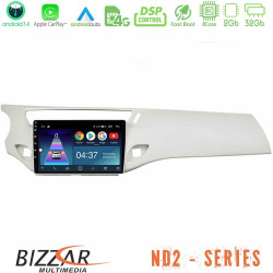 Bizzar ND2 Series 8Core Android14 2+32GB  Citroen C3 2009-2016 Navigation Multimedia Tablet 9  Με Carplay - Android Auto (Άσπρο)