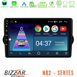 Bizzar ND2 Series 8Core Android14 2+32GB  Fiat Tipo 2015-2022 (Hatchback) Navigation Multimedia Tablet 9 Με Carplay - Android Auto