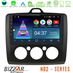 Bizzar ND2 Series 8Core Android14 2+32GB Ford Focus Manual AC Navigation Multimedia Tablet 9 (Μαύρο Χρώμα) Με Carplay - Android Auto Bizzar ND2 Series 8Core Android14 2+32GB Ford Focus Manual AC Navigation Multimedia Tablet 9 (Μαύρο Χρώμα) Με Carplay - Android Auto