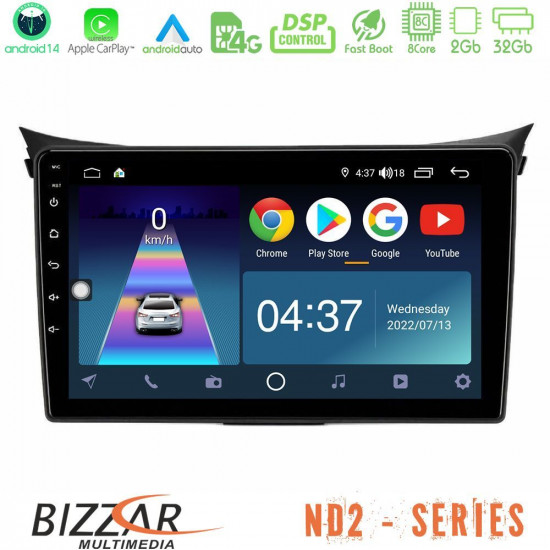 Bizzar ND2 Series 8Core Android14 2+32GB Hyundai i30 2012-2017 Navigation Multimedia Tablet 9 Με Carplay - Android Auto Bizzar ND2 Series 8Core Android14 2+32GB Hyundai i30 2012-2017 Navigation Multimedia Tablet 9 Με Carplay - Android Auto