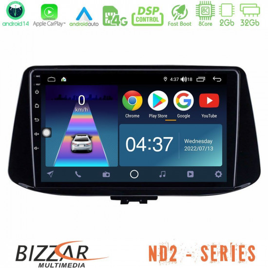 Bizzar ND2 Series 8Core Android14 2+32GB Hyundai i30 Navigation Multimedia Tablet 9 Με Carplay - Android Auto Bizzar ND2 Series 8Core Android14 2+32GB Hyundai i30 Navigation Multimedia Tablet 9 Με Carplay - Android Auto