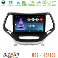 Bizzar ND2 Series 8Core Android14 2+32GB  Jeep Cherokee 2014-2019 Navigation Multimedia Tablet 9 (Ασημί Χρώμα) Με Carplay - Android Auto