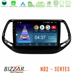 Bizzar ND2 Series 8Core Android14 2+32GB  Jeep Compass 2017-gt; Navigation Multimedia Tablet 10 Με Carplay - Android Auto
