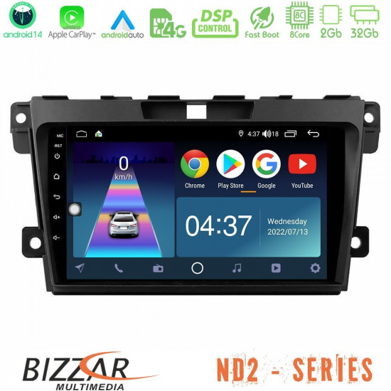 Bizzar ND2 Series 8Core Android14 2+32GB  Mazda CX-7 2007-2011 Navigation Multimedia Tablet 9 Με Carplay - Android Auto