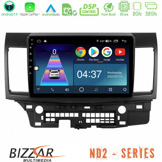 Bizzar ND2 Series 8Core Android14 2+32GB Mitsubishi Lancer 2008 – 2015 Navigation Multimedia Tablet 10 Με Carplay - Android Auto Bizzar ND2 Series 8Core Android14 2+32GB Mitsubishi Lancer 2008 – 2015 Navigation Multimedia Tablet 10 Με Carplay - Android Auto