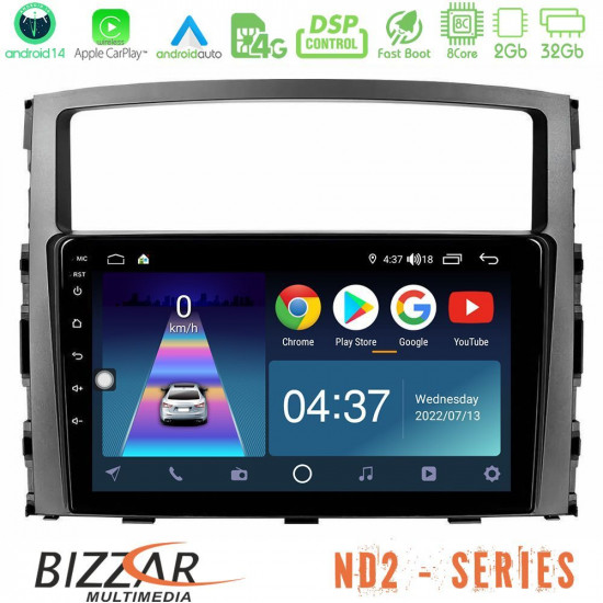 Bizzar ND2 Series 8Core Android14 2+32GB Mitsubishi Pajero 2008-2009 Navigation Multimedia Tablet 9 Με Carplay - Android Auto Bizzar ND2 Series 8Core Android14 2+32GB Mitsubishi Pajero 2008-2009 Navigation Multimedia Tablet 9 Με Carplay - Android Auto