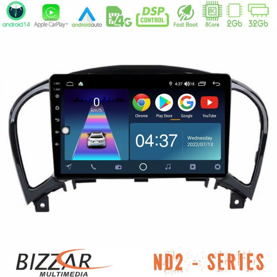 Bizzar ND2 Series 8Core Android14 2+32GB Nissan Juke Navigation Multimedia Tablet 9 Με Carplay - Android Auto Bizzar ND2 Series 8Core Android14 2+32GB Nissan Juke Navigation Multimedia Tablet 9 Με Carplay - Android Auto