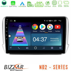Bizzar ND2 Series 8Core Android14 2+32GB  Peugeot 208/2008 Navigation Multimedia Tablet 10 Με Carplay - Android Auto