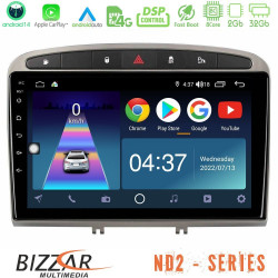 Bizzar ND2 Series 8Core Android14 2+32GB  Peugeot 308/RCZ Navigation Multimedia Tablet 9 (Ασημί Χρώμα) Με Carplay - Android Auto