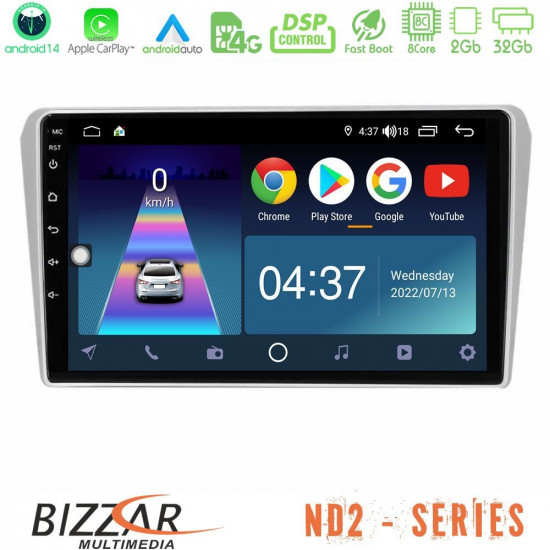 Bizzar ND2 Series 8Core Android14 2+32GB Toyota Avensis T25 02/2003–2008 Navigation Multimedia Tablet 9 Με Carplay - Android Auto Bizzar ND2 Series 8Core Android14 2+32GB Toyota Avensis T25 02/2003–2008 Navigation Multimedia Tablet 9 Με Carplay - Android Auto