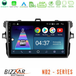 Bizzar ND2 Series 8Core Android14 2+32GB  Toyota Corolla 2007-2012 Navigation Multimedia Tablet 9 Με Carplay - Android Auto