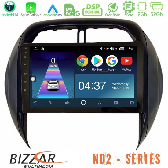 Bizzar ND2 Series 8Core Android14 2+32GB Toyota RAV4 2001-2005 (Auto A/C) Navigation Multimedia Tablet 9 Με Carplay - Android Auto Bizzar ND2 Series 8Core Android14 2+32GB Toyota RAV4 2001-2005 (Auto A/C) Navigation Multimedia Tablet 9 Με Carplay - Android Auto