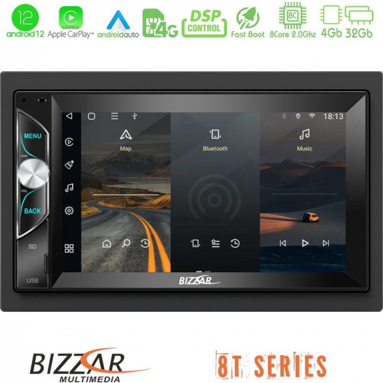 Bizzar OEM 2DIN Deck 8core Android12 4+32GB Navigation Multimedia Deckless 6.5 με Carplay/AndroidAuto Bizzar OEM 2DIN Deck 8core Android12 4+32GB Navigation Multimedia Deckless 6.5 με Carplay/AndroidAuto