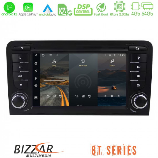 Bizzar OEM Audi A3 8P 8core Android12 4+64GB Navigation Multimedia Deckless 7 με Carplay/AndroidAuto Bizzar OEM Audi A3 8P 8core Android12 4+64GB Navigation Multimedia Deckless 7 με Carplay/AndroidAuto
